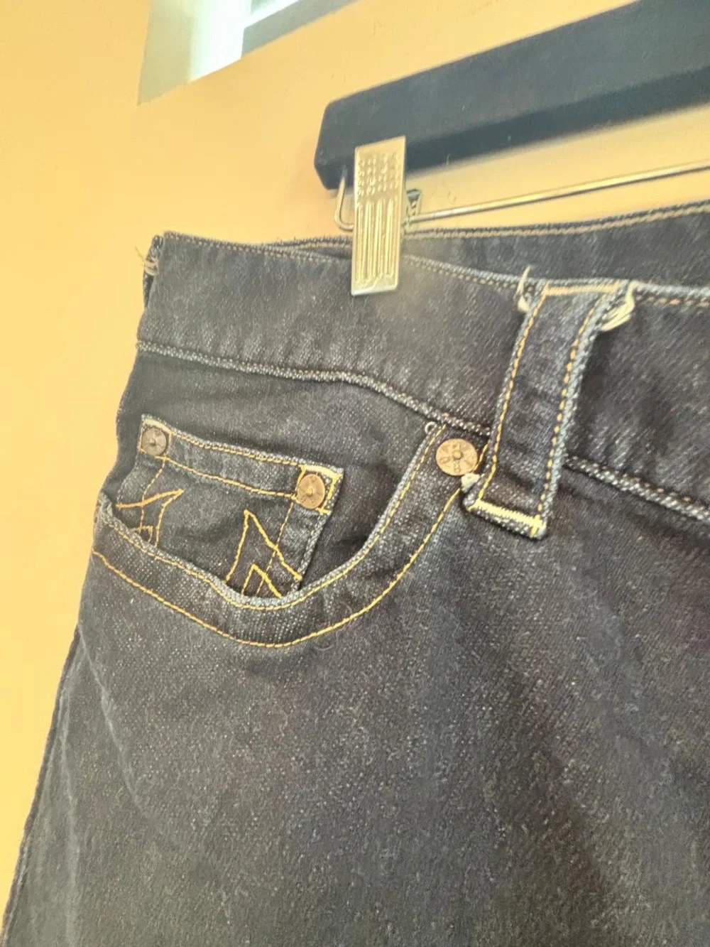True Religion Dean Modern Tapered Jean Shorts Mens 38 Dark Indigo Denim